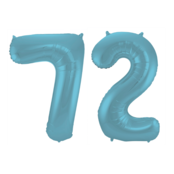 Folieballon 72 jaar metallic pastel blauw mat 86cm