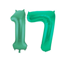 Folieballon 17 jaar metallic groen 86cm