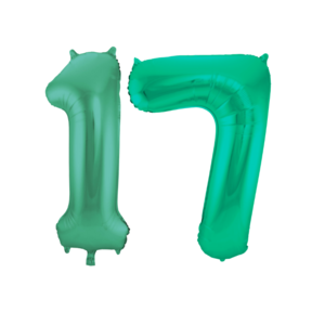 Folieballon 17 jaar metallic groen 86cm