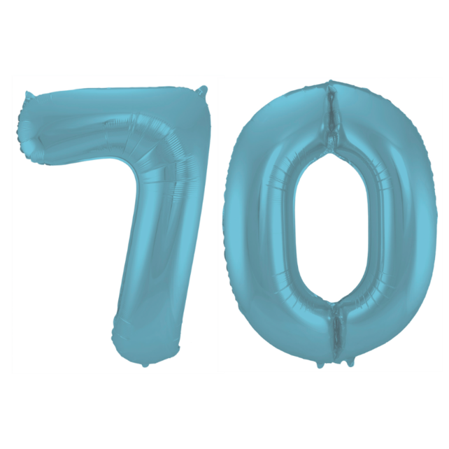 Folieballon 70 jaar metallic pastel blauw mat 86cm