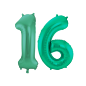 Folieballon 16 jaar metallic groen 86cm