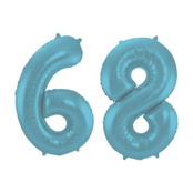 Folieballon 68 jaar metallic pastel blauw mat 86cm Folieballon 68 jaar metallic pastel blauw mat 86cm