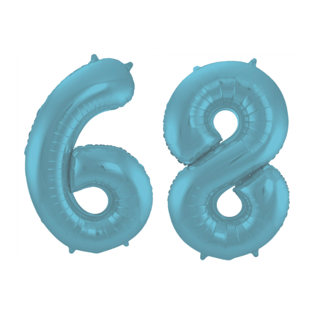 Folieballon 68 jaar metallic pastel blauw mat 86cm Folieballon 68 jaar metallic pastel blauw mat 86cm