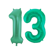 Folieballon 13 jaar metallic groen 86cm