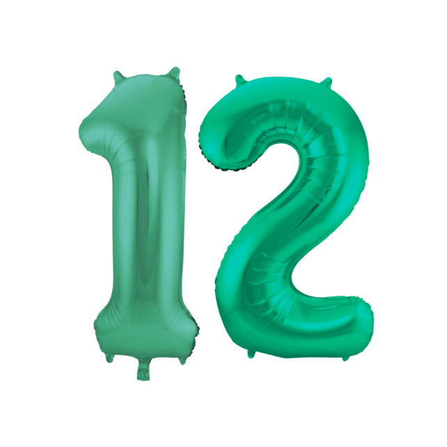 Folieballon 12 jaar metallic groen 86cm
