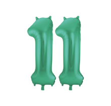 Folieballon 11 jaar metallic groen 86cm