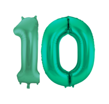 Folieballon 10 jaar metallic groen 86cm