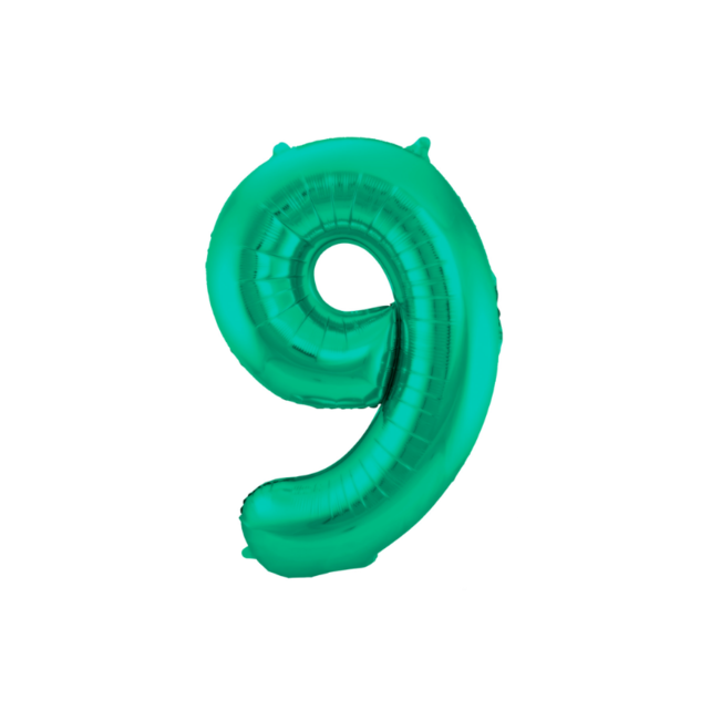Folieballon 9 jaar metallic groen 86cm