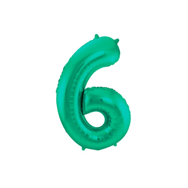 Folieballon 6 jaar metallic groen 86cm