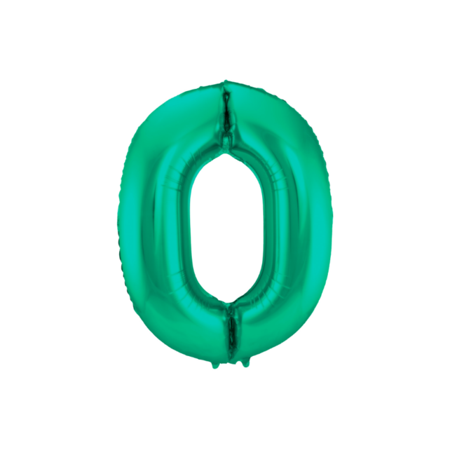 Folieballon cijfer 0 metallic groen 86cm