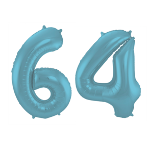 Folieballon 64 jaar metallic pastel blauw mat 86cm