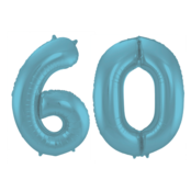 Folieballon 60 jaar metallic pastel blauw mat 86cm