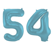 Folieballon 54 jaar metallic pastel blauw mat 86cm
