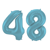 Folieballon 48 jaar metallic pastel blauw mat 86cm