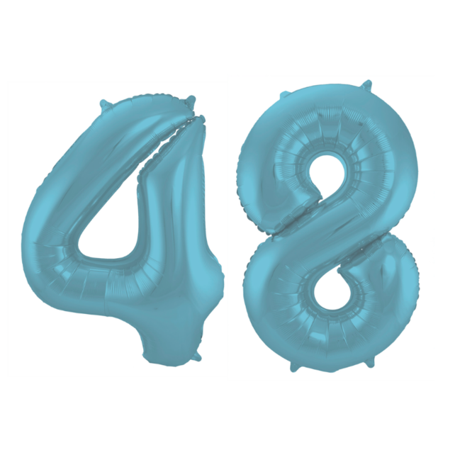Folieballon 48 jaar metallic pastel blauw mat 86cm