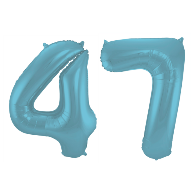 Folieballon 47 jaar metallic pastel blauw mat 86cm