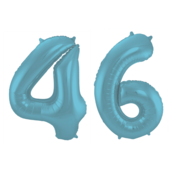 Folieballon 46 jaar metallic pastel blauw mat 86cm