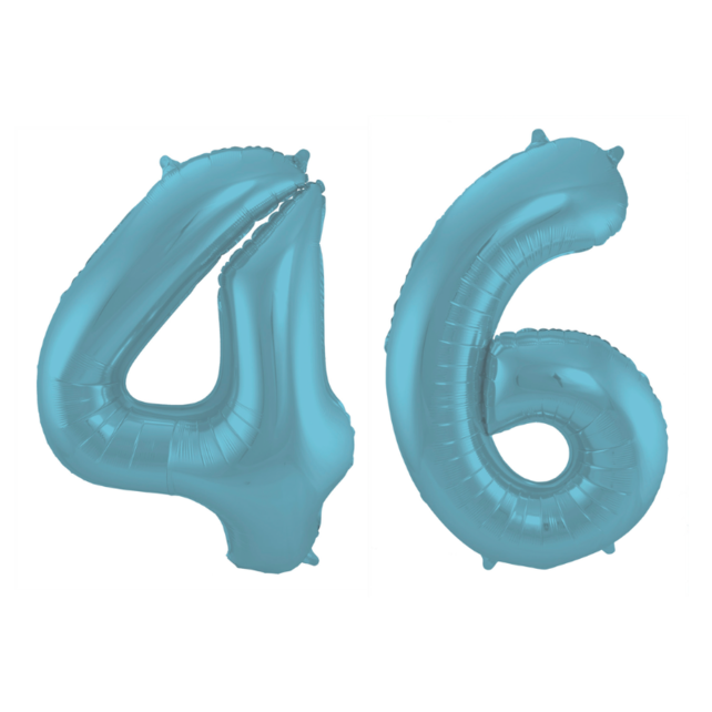 Folieballon 46 jaar metallic pastel blauw mat 86cm
