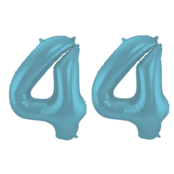 Folieballon 44 jaar metallic pastel blauw mat 86cm