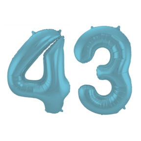 Folieballon 43 jaar metallic pastel blauw mat 86cm