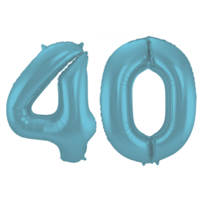 Folieballon 40 jaar metallic pastel blauw mat 86cm
