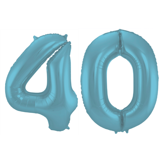 Folieballon 40 jaar metallic pastel blauw mat 86cm