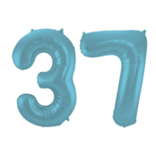 Folieballon 37 jaar metallic pastel blauw mat 86cm