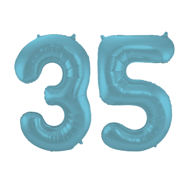 Folieballon 35 jaar metallic pastel blauw mat 86cm