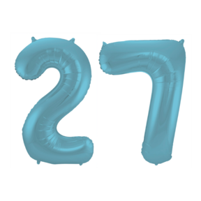 Folieballon 27 jaar metallic pastel blauw mat 86cm