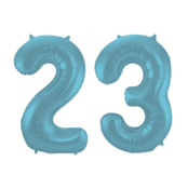Folieballon 23 jaar metallic pastel blauw mat 86cm
