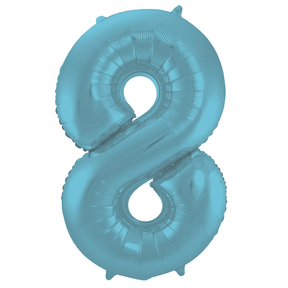 Folieballon 8 jaar metallic pastel blauw mat 86cm
