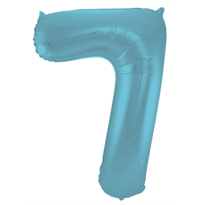 Folieballon 7 jaar metallic pastel blauw mat 86cm