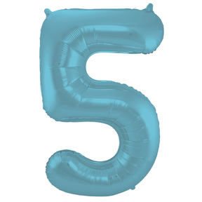 Folieballon 5 jaar metallic pastel blauw mat 86cm