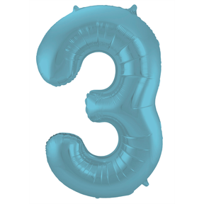 Folieballon 3 jaar metallic pastel blauw mat 86cm