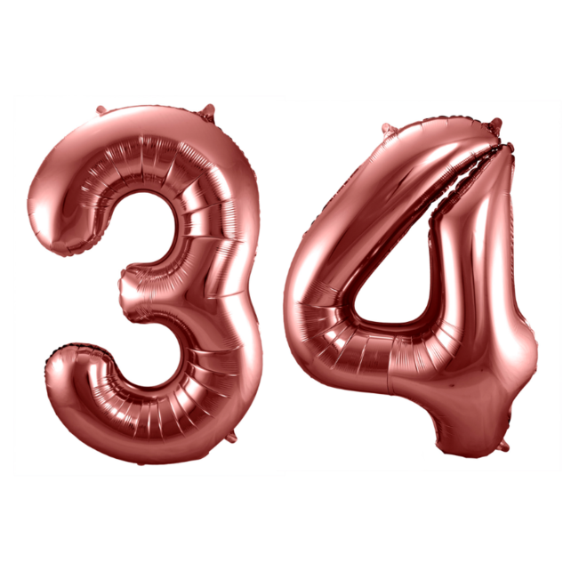 Folieballon 34 jaar brons 86cm
