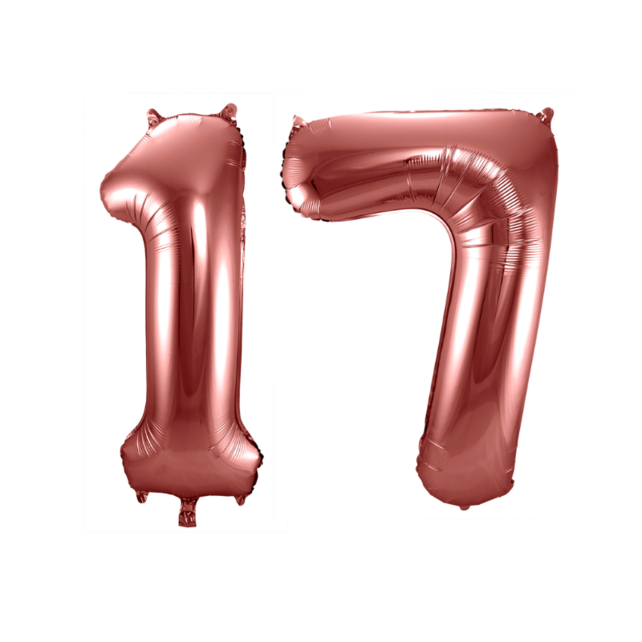 Folieballon 17 jaar brons 86cm