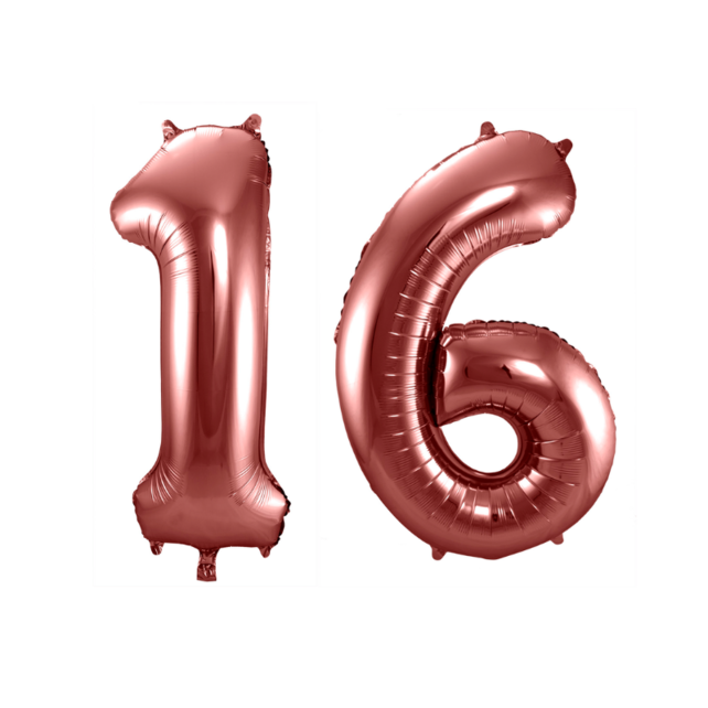 Folieballon 16 jaar brons 86cm