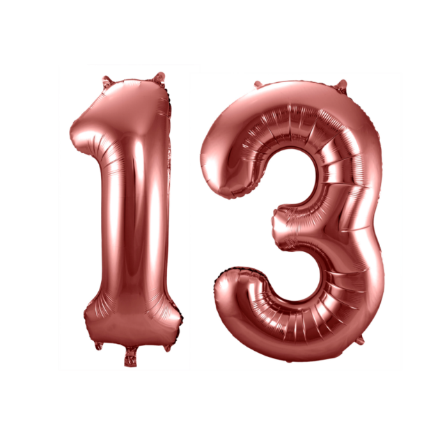 Folieballon 13 jaar brons 86cm