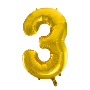 Folieballon 3 jaar Goud 66cm