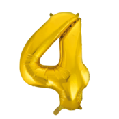 Folieballon 4 jaar Goud 66cm
