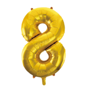 Folieballon 8 jaar Goud 66cm
