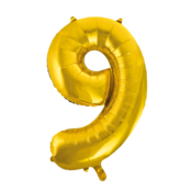 Folieballon 9 jaar Goud 66cm