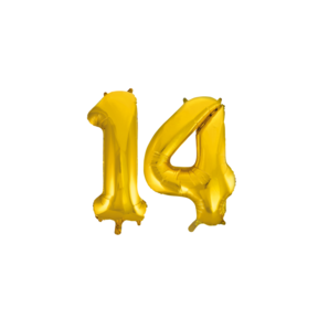 Folieballon 14 jaar Goud 66cm