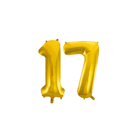 Folieballon 17 jaar Goud 66cm