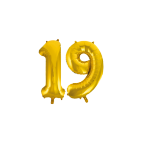 Folieballon 19 jaar Goud 66cm