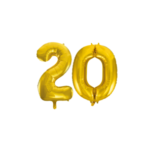 Folieballon 20 jaar Goud 66cm