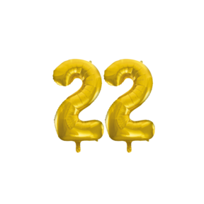 Folieballon 22 jaar Goud 66cm