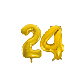 Folieballon 24 jaar Goud 66cm