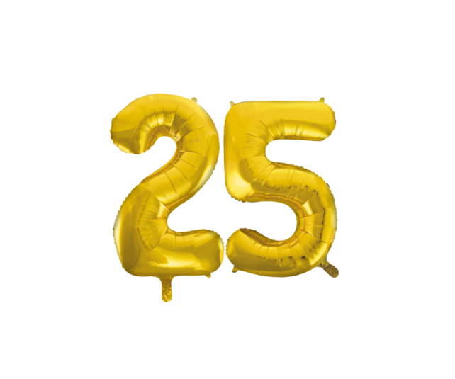 Folieballon 25 jaar Goud 66cm