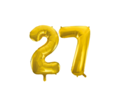 Folieballon 27 jaar Goud 66cm